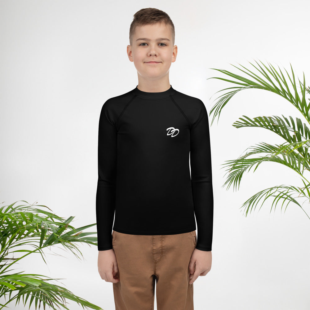 Dinger Dynasty Dingers Stretch Training Youth Baseball Rash Guard Shirt - Black