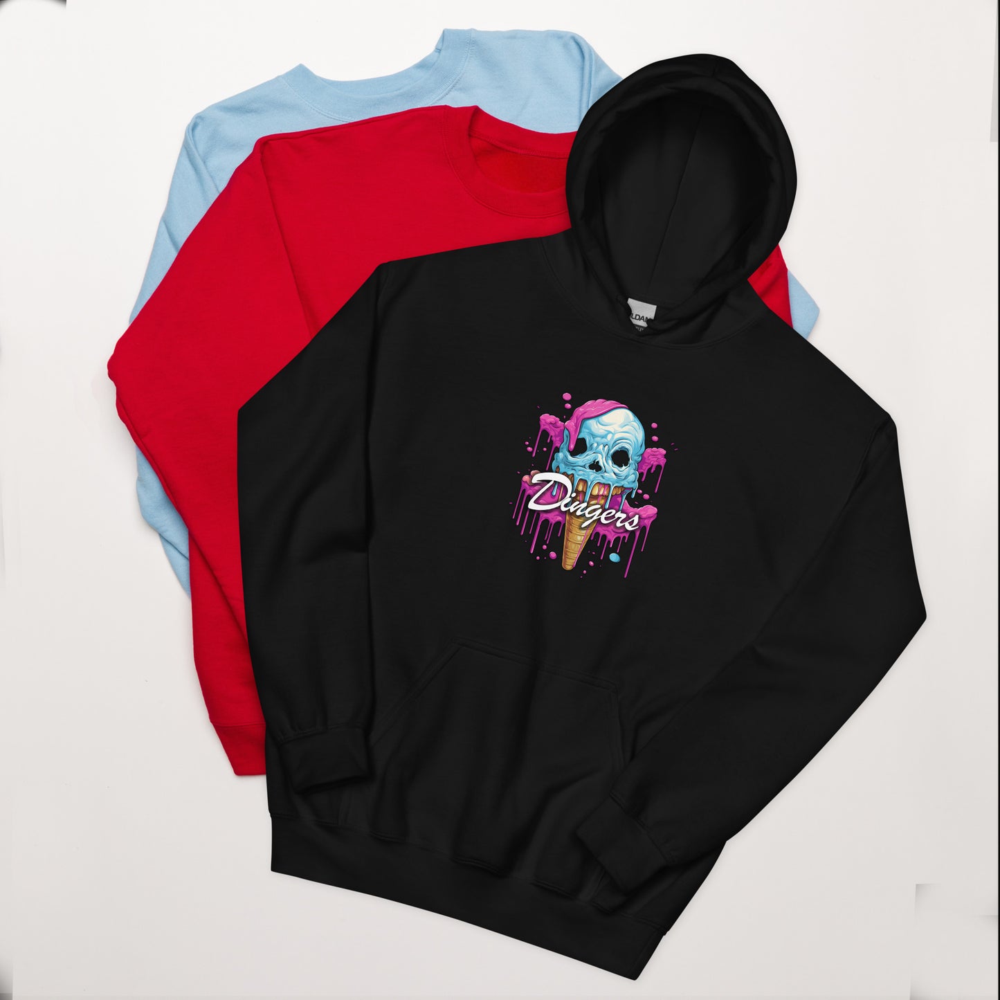 Dinger Dynasty 'Dingers' Ice Cream Cone Adult Baseball hoodie