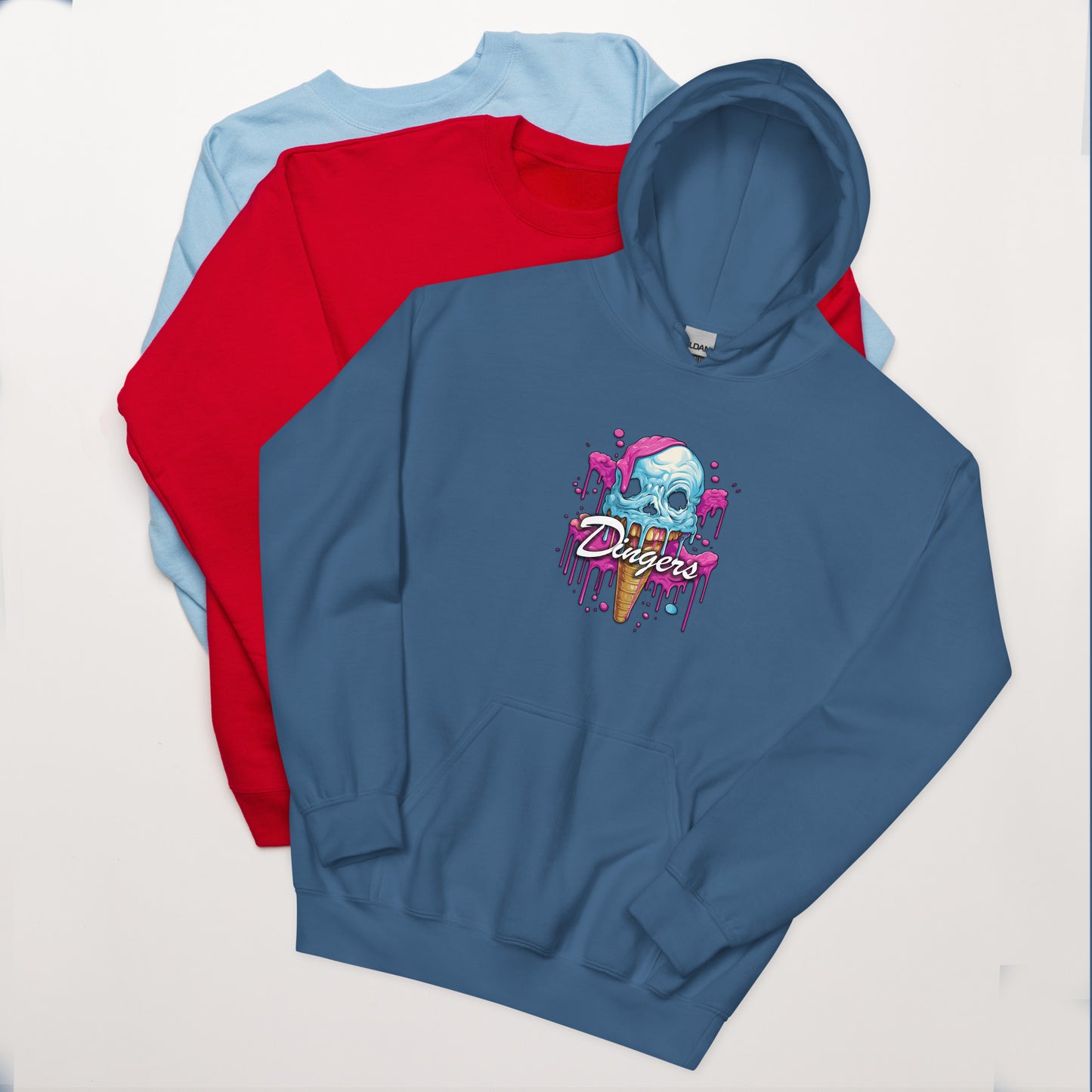 Dinger Dynasty 'Dingers' Ice Cream Cone Adult Baseball hoodie