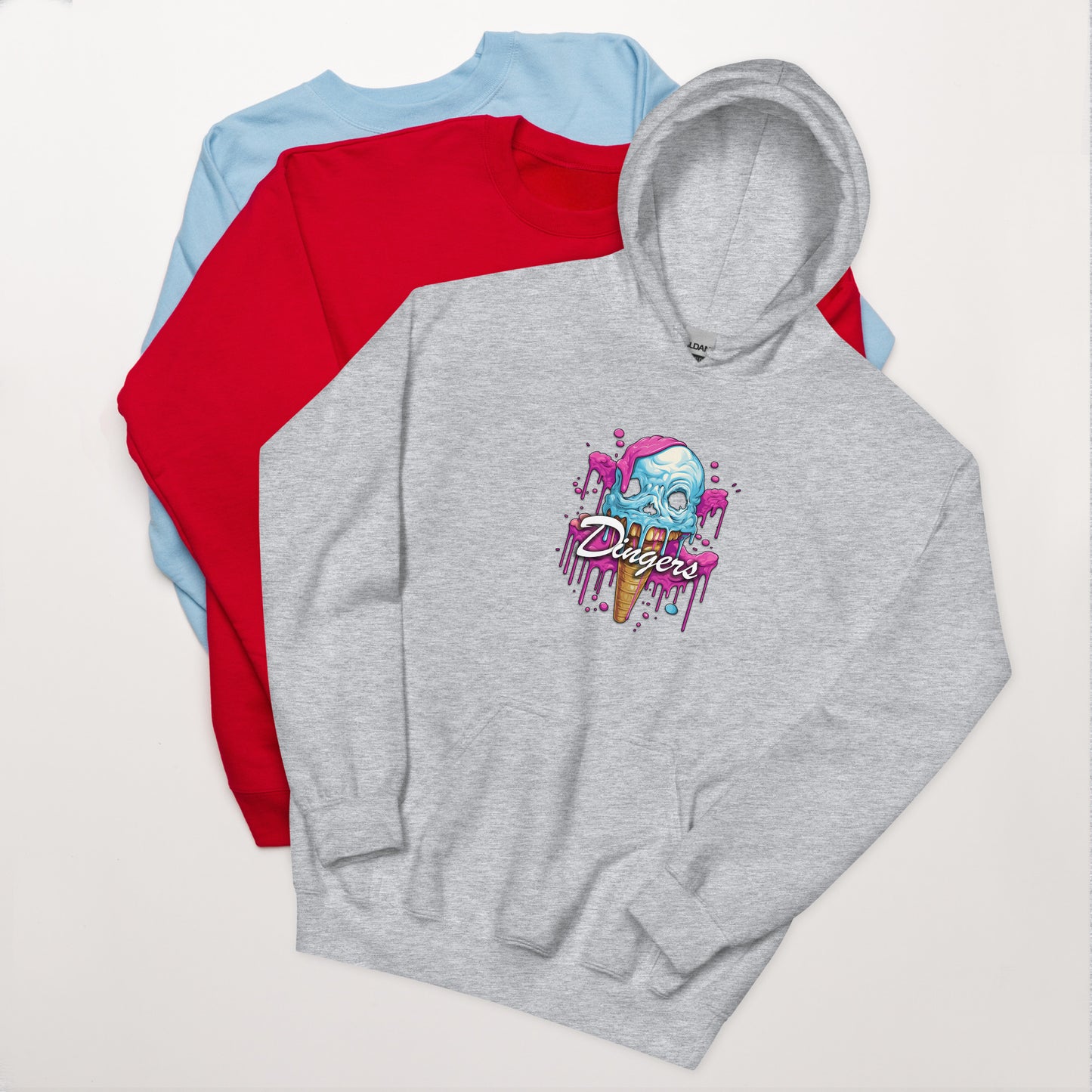 Dinger Dynasty 'Dingers' Ice Cream Cone Adult Baseball hoodie