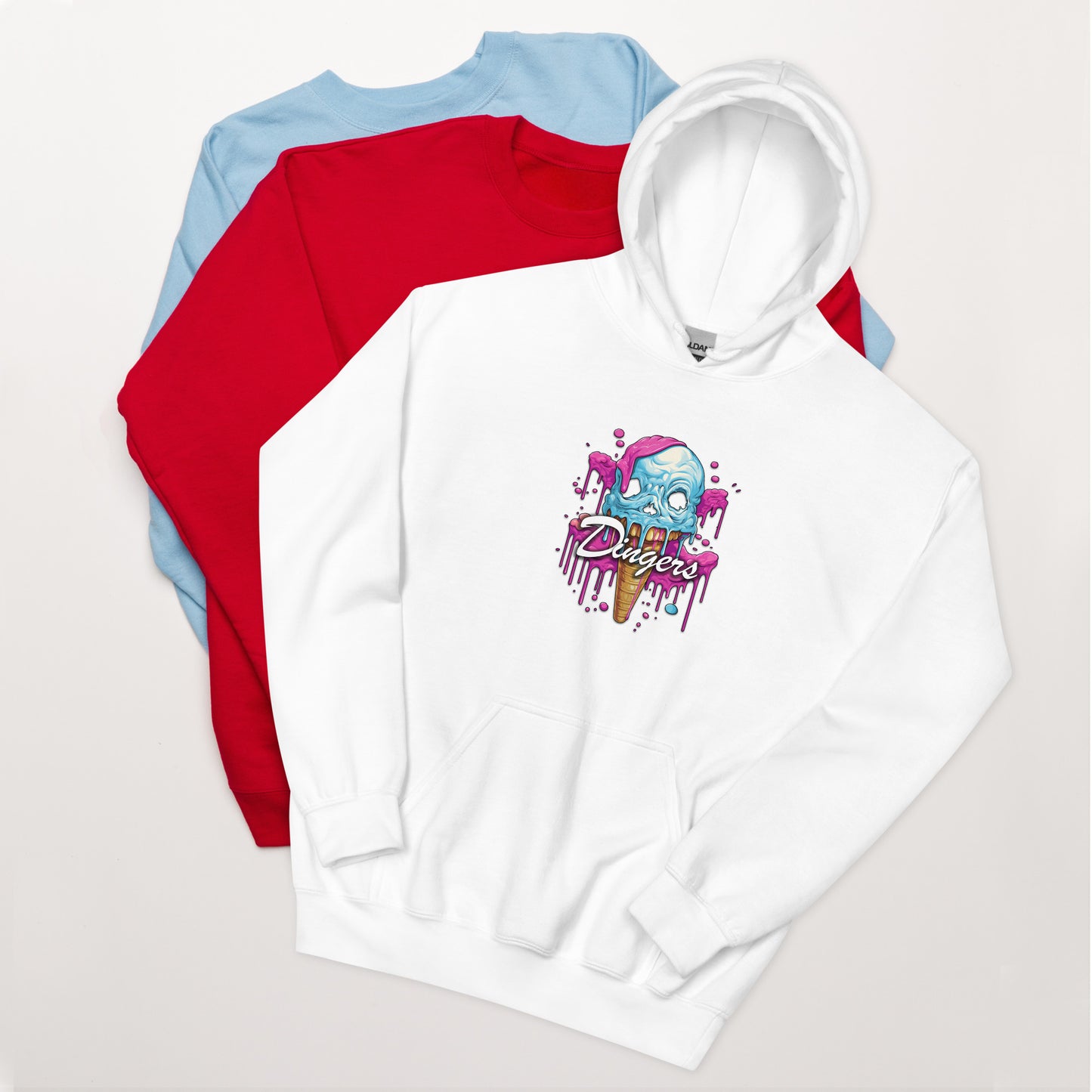 Dinger Dynasty 'Dingers' Ice Cream Cone Adult Baseball hoodie