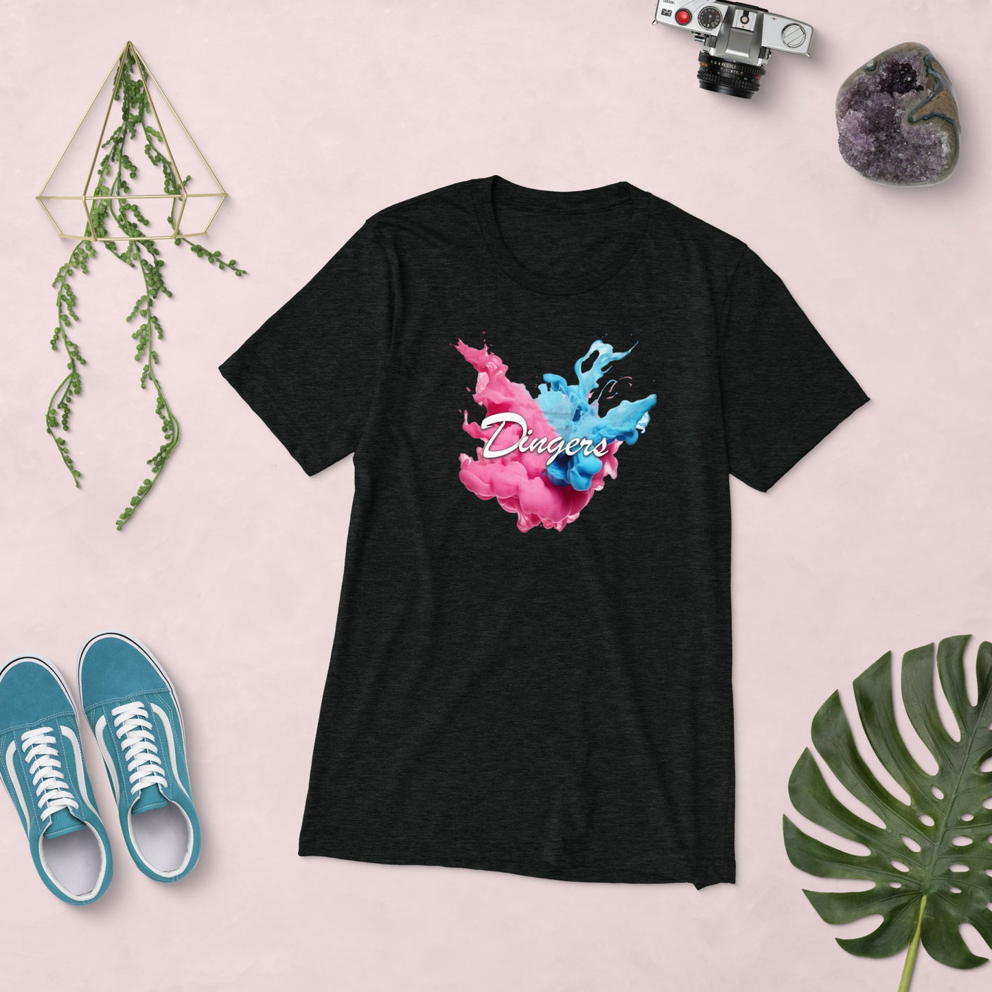 Dinger Dynasty 'Dingers' with Smoke Adult Baseball T-Shirt