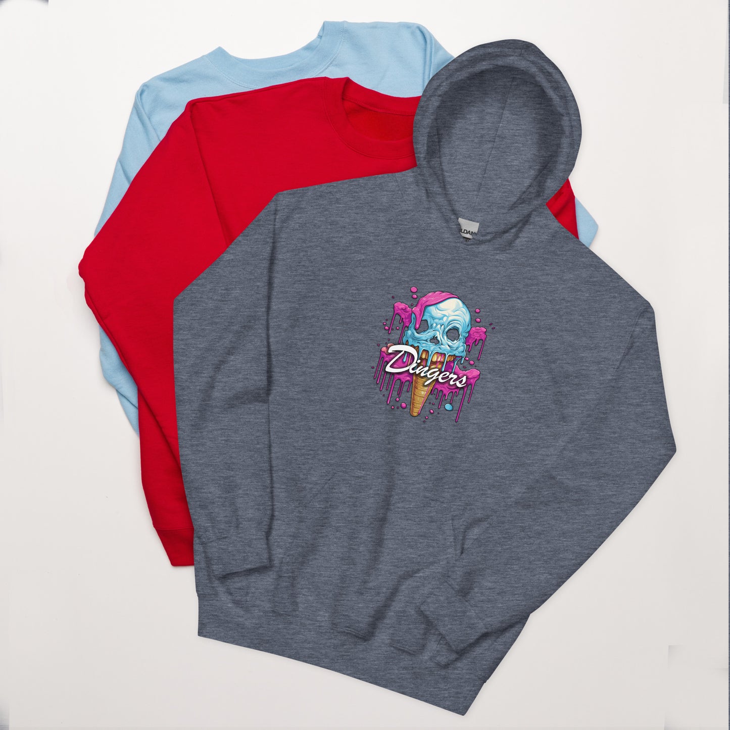 Dinger Dynasty 'Dingers' Ice Cream Cone Adult Baseball hoodie