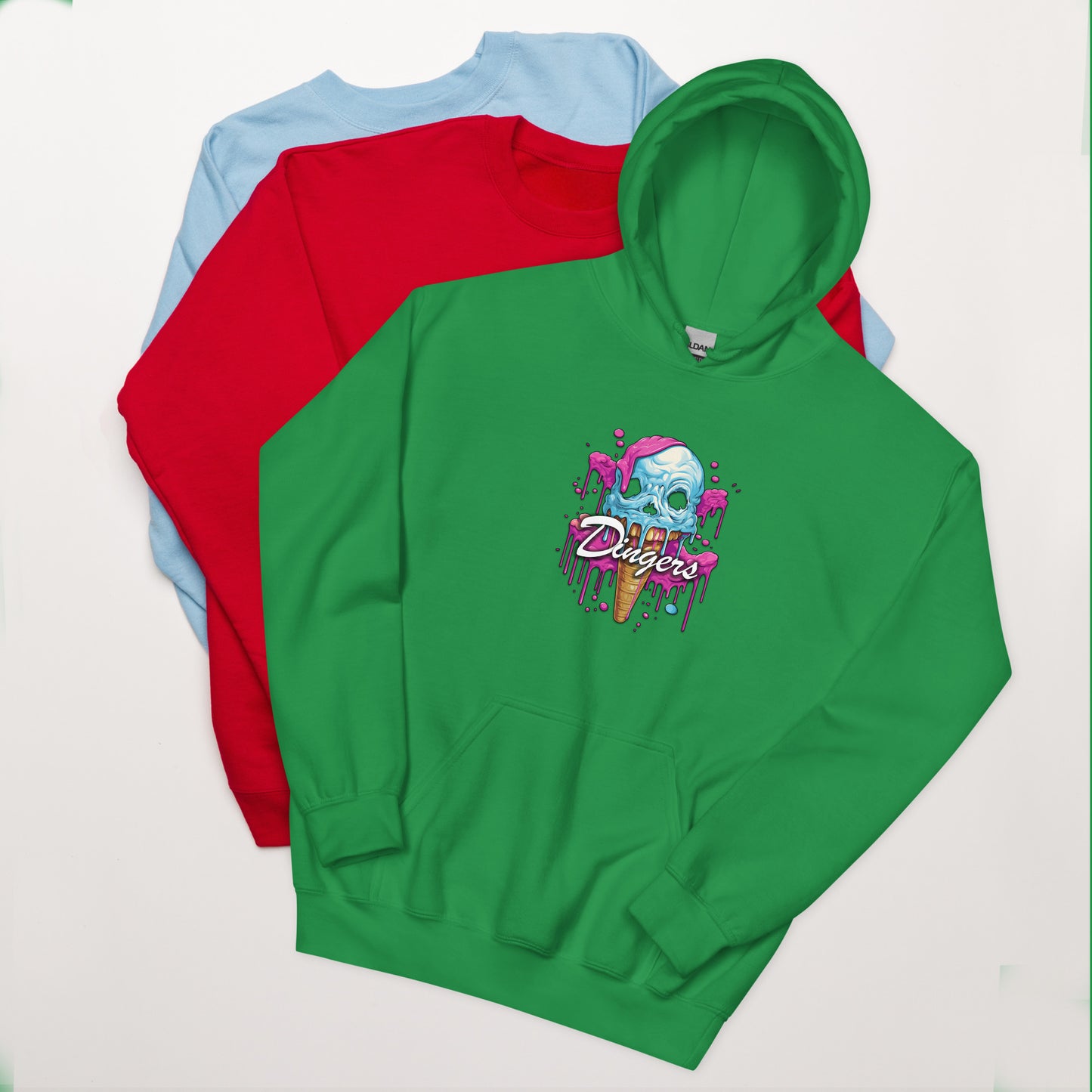 Dinger Dynasty 'Dingers' Ice Cream Cone Adult Baseball hoodie