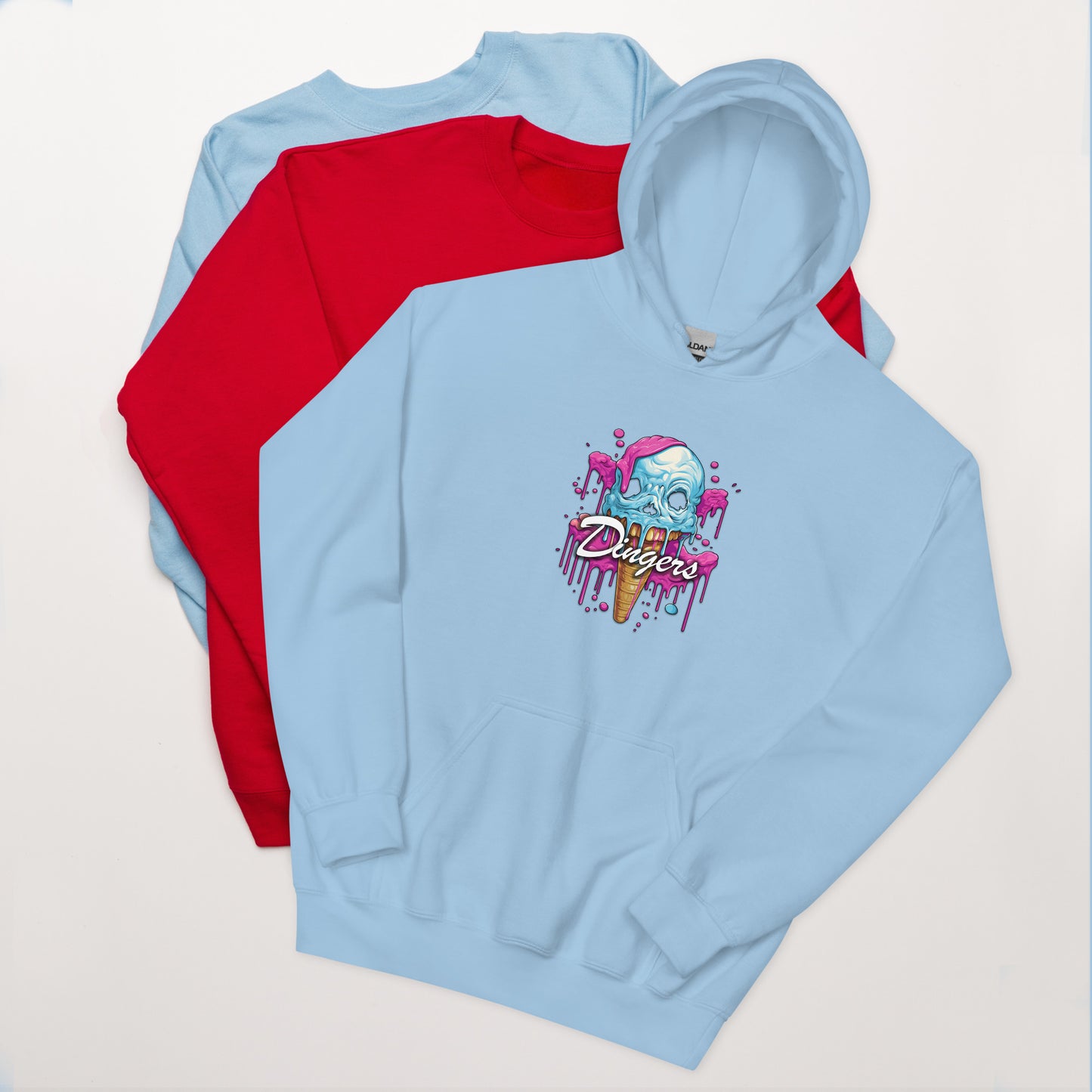 Dinger Dynasty 'Dingers' Ice Cream Cone Adult Baseball hoodie