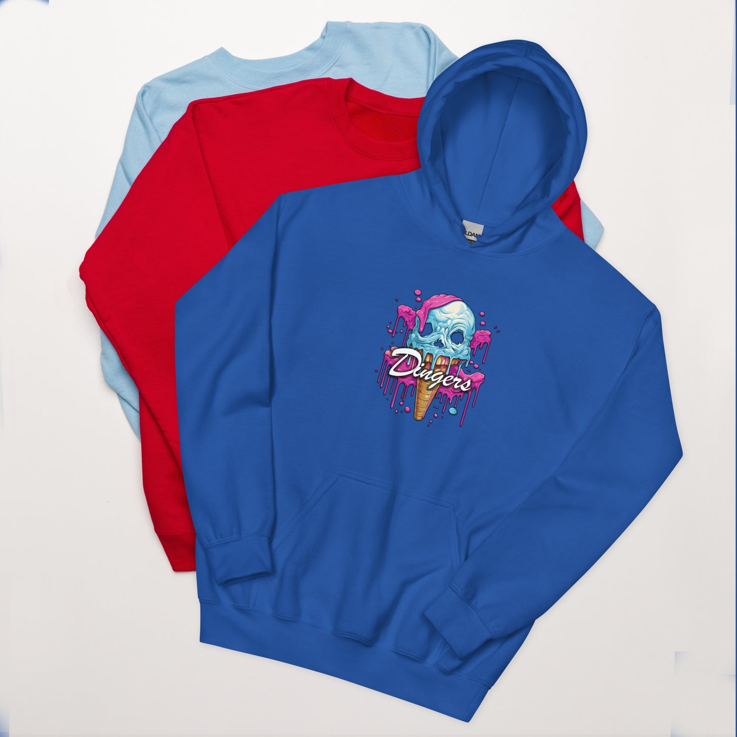 Dinger Dynasty 'Dingers' Ice Cream Cone Adult Baseball hoodie