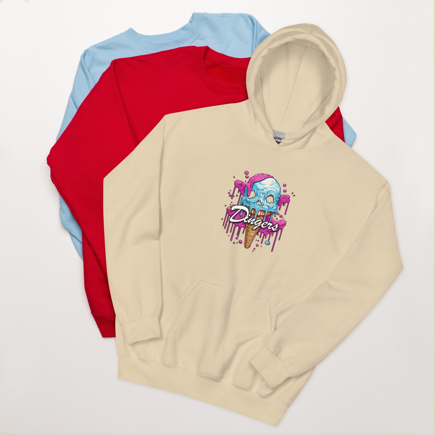 Dinger Dynasty 'Dingers' Ice Cream Cone Adult Baseball hoodie